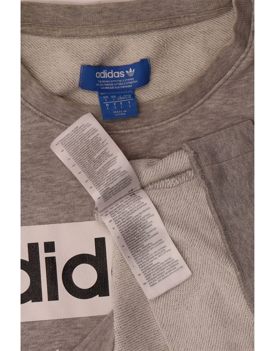 ADIDAS grafisk sweatshirt til mænd, stor grå bomuld