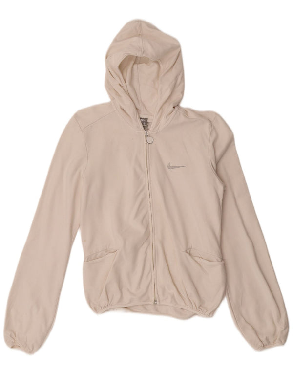 Nike hættetrøje med lynlås til kvinder UK 8/10 Lille hvid bomuld