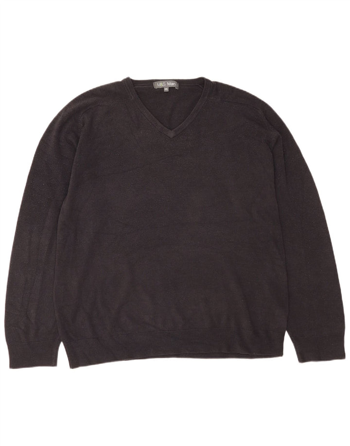 Marks & Spencer Herre V-hals sweater 2XL marineblå akryl