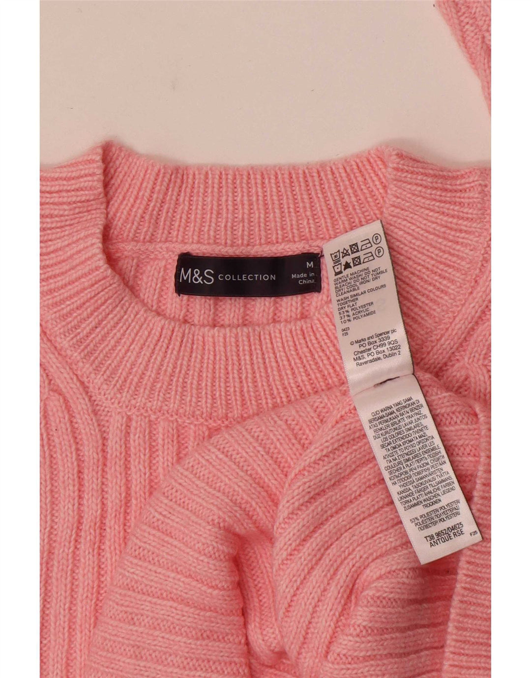 Marks & Spencer Dame sweater med rund hals DK 14 Medium Pink Polyester