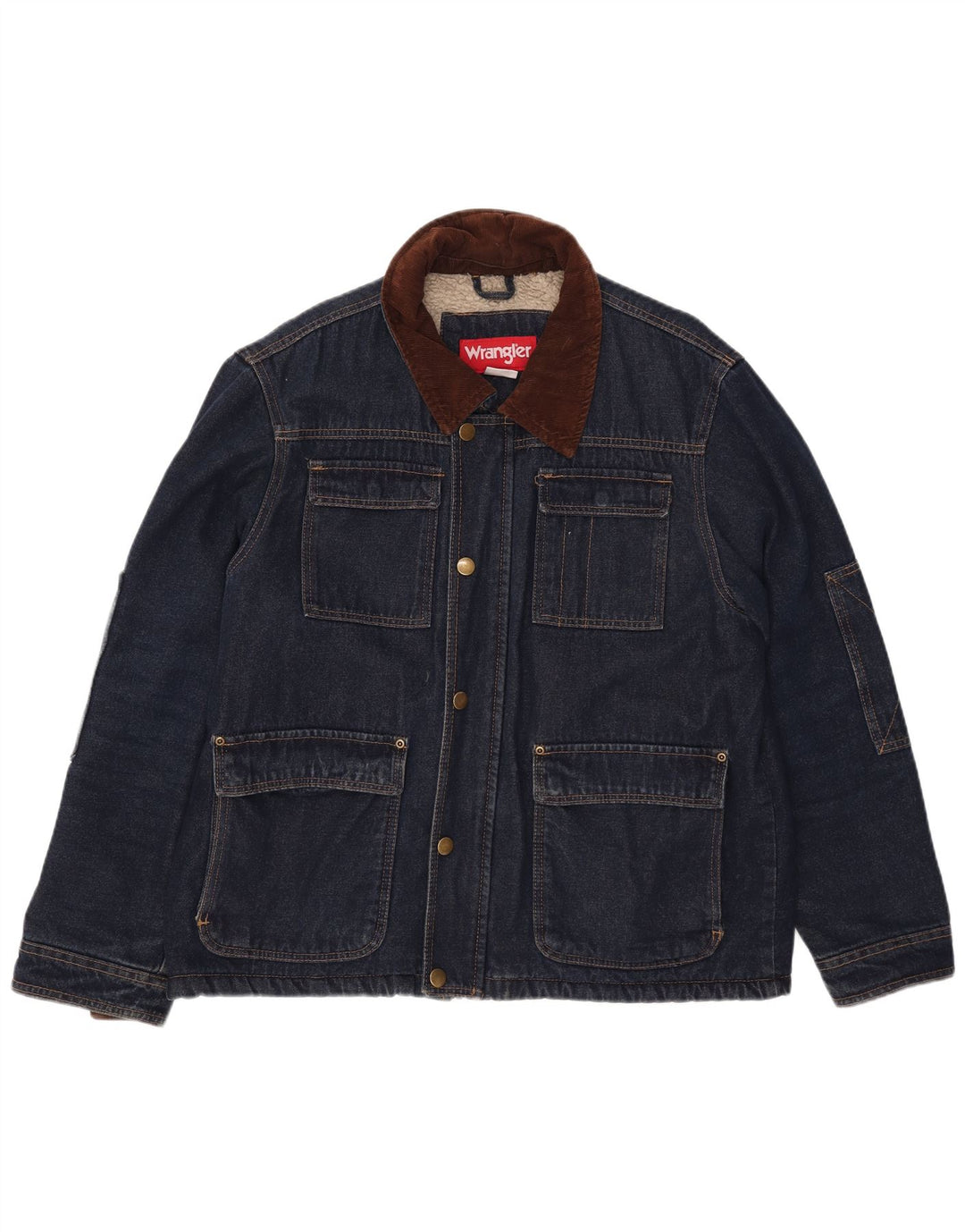 Wrangler Herre Sherpa Denimjakke UK 40 Stor Blå Bomuld