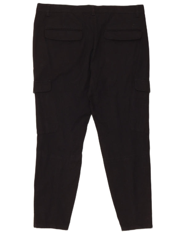 Reiss koniske cargobukser til kvinder UK 12 Medium W34 L26 Sort viskose