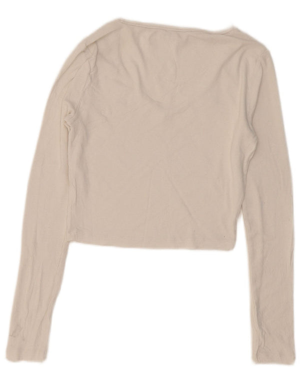 TOMMY HILFIGER Dame Crop Top Langærmet UK 8 Small White