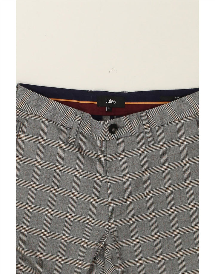 JULES Womens Skinny Chino Trousers W34 L31 Grey Check Polyester | Vintage Jules | Thrift | Second-Hand Jules | Used Clothing | Messina Hembry 