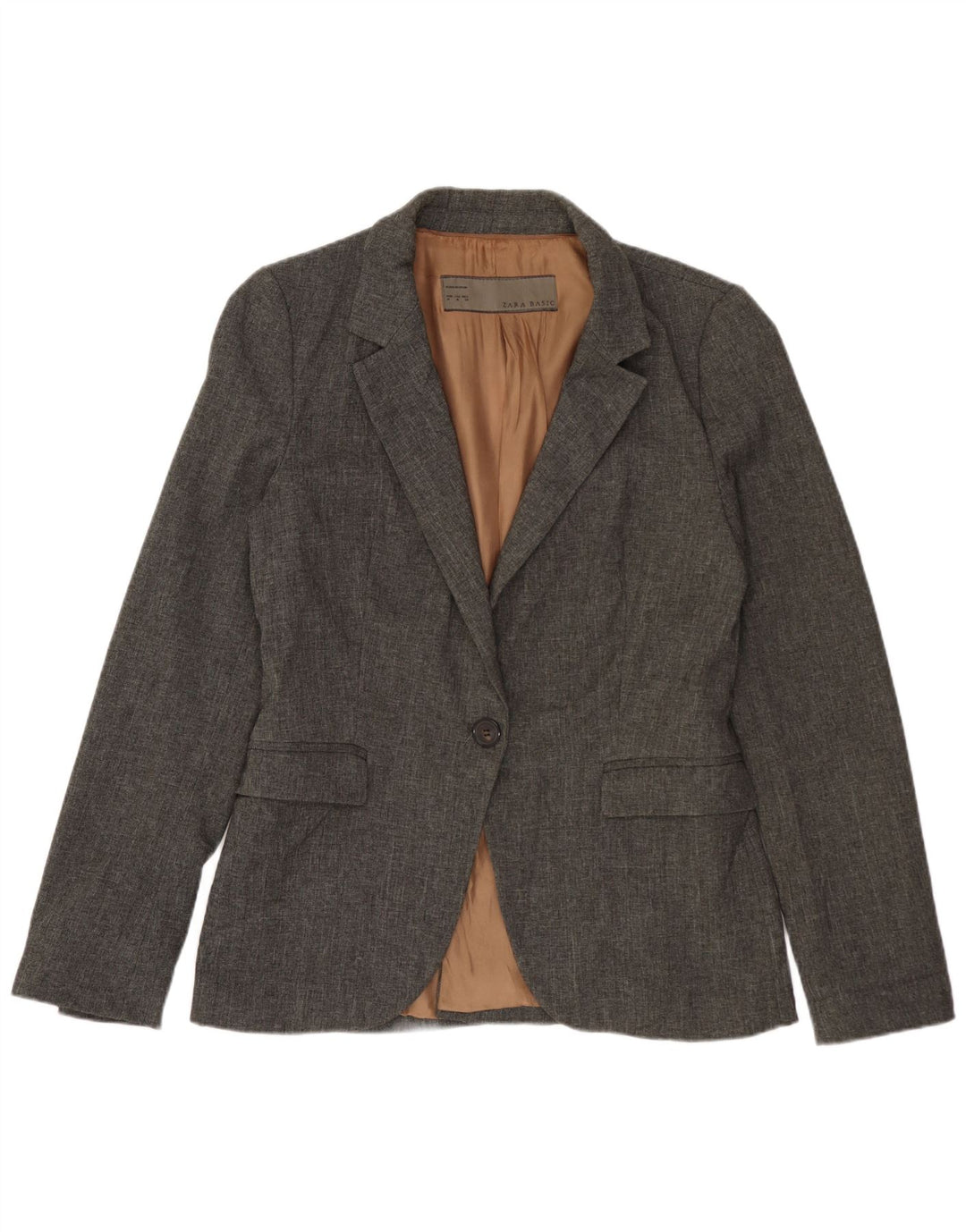 Zara Dame 1 Knap Blazer Jacket UK 12 Medium Grey Polyester