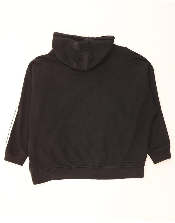 ADIDAS hættetrøjetrøje til kvinder i overstørrelse UK 16 Stor sort bomuld