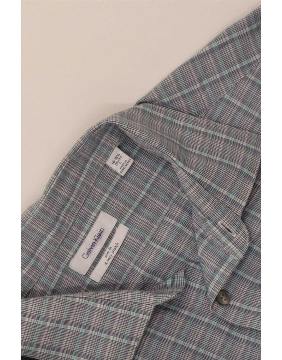 Calvin Klein Herre Slim Fit Skjorte Størrelse 16 1/2 Large Grey Check