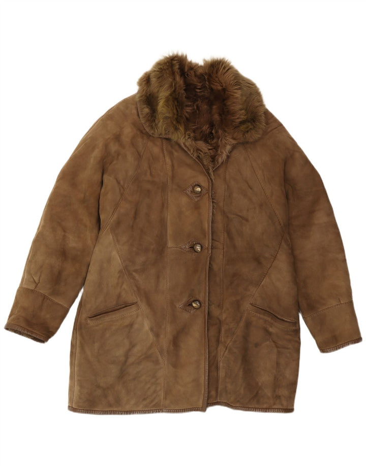 Carla Buti Dame Shearling Coat UK 12 Medium Brown Shearling