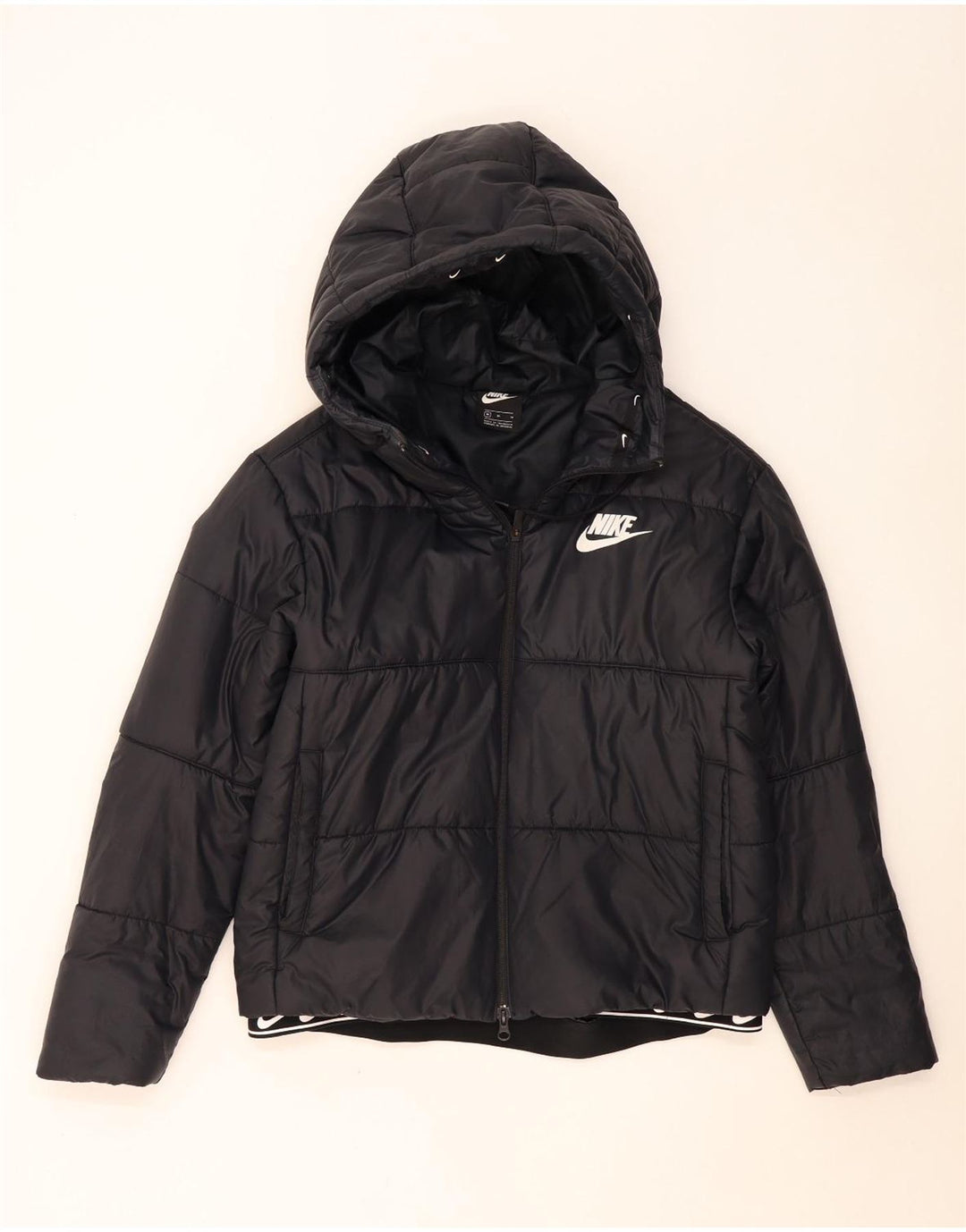 Nike polstret hættejakke til kvinder UK 14 Medium Sort Polyester