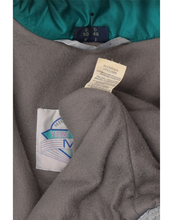 Vintage Herre grafisk skijakke EU 48 Medium Green Colourblock Polyamid