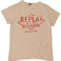 Replay Dame Grafisk T-Shirt Top UK 12 Medium Off White Bomuld