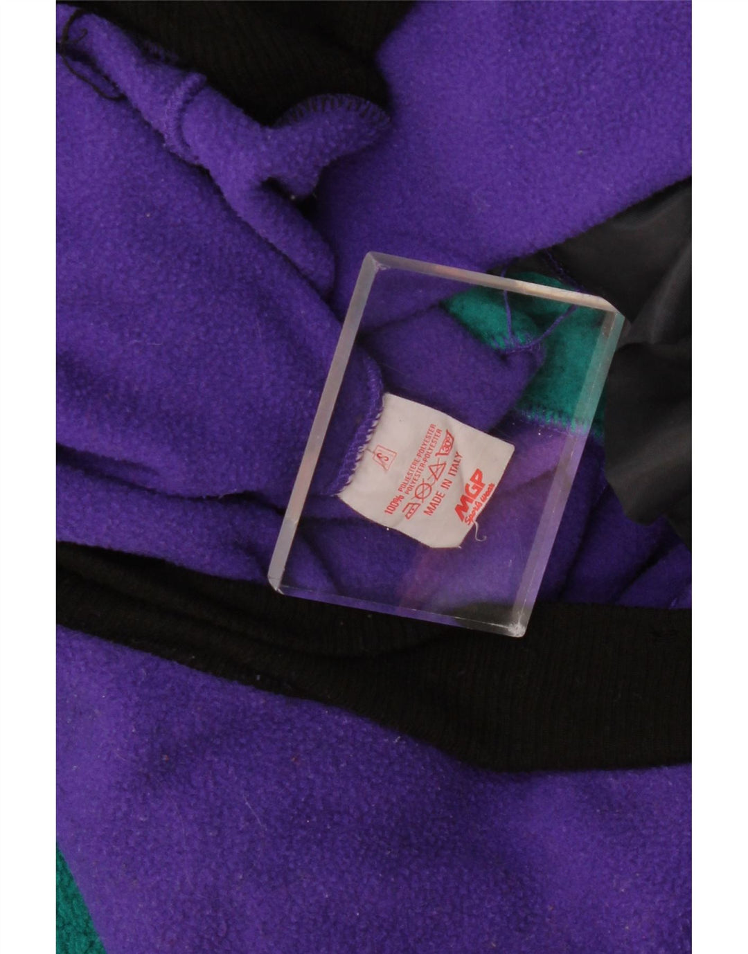 VINTAGE Dame Oversized Fleece Jumper UK 10 Small Purple Colourblock