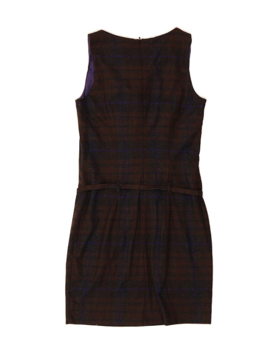BENETTON Womens Sleeveless Sheath Dress UK 12 Medium Brown Check Vintage Benetton and Second-Hand Benetton from Messina Hembry 