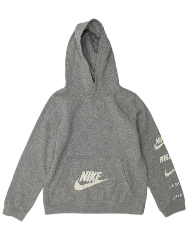 Nike drenge grafisk hættetrøje trøje 12-13 år stor grå flækket bomuld