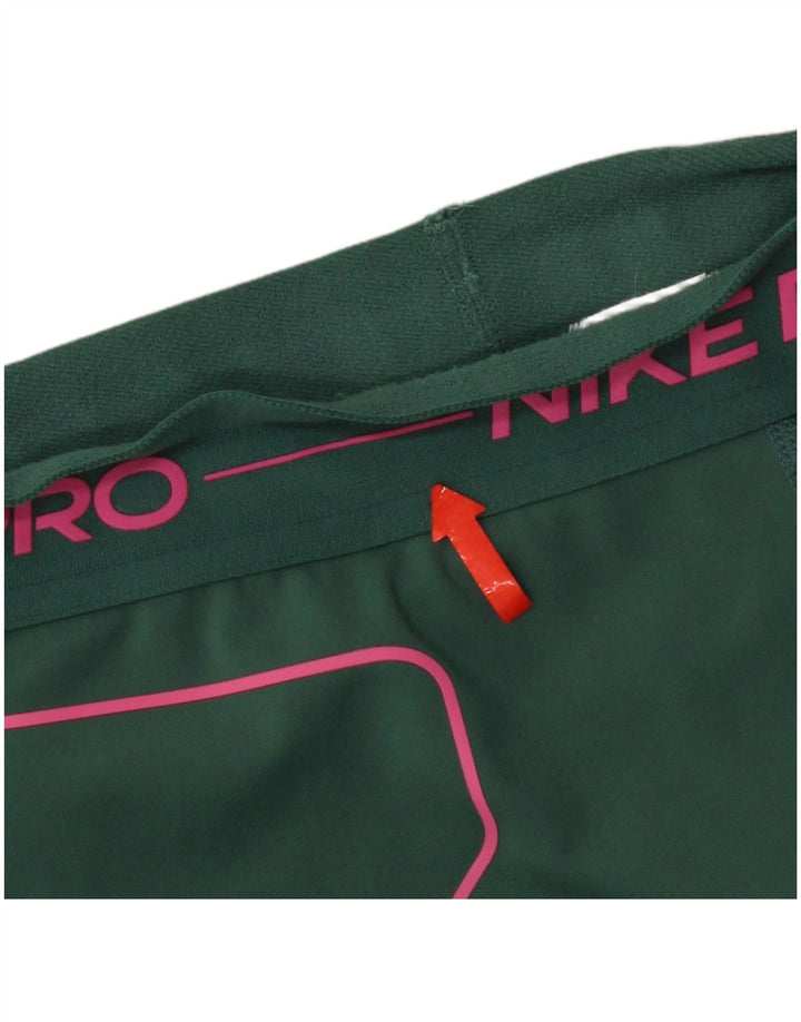 Nike Dame Dri Fit grafiske sportsshorts UK 14 Large Green Polyester