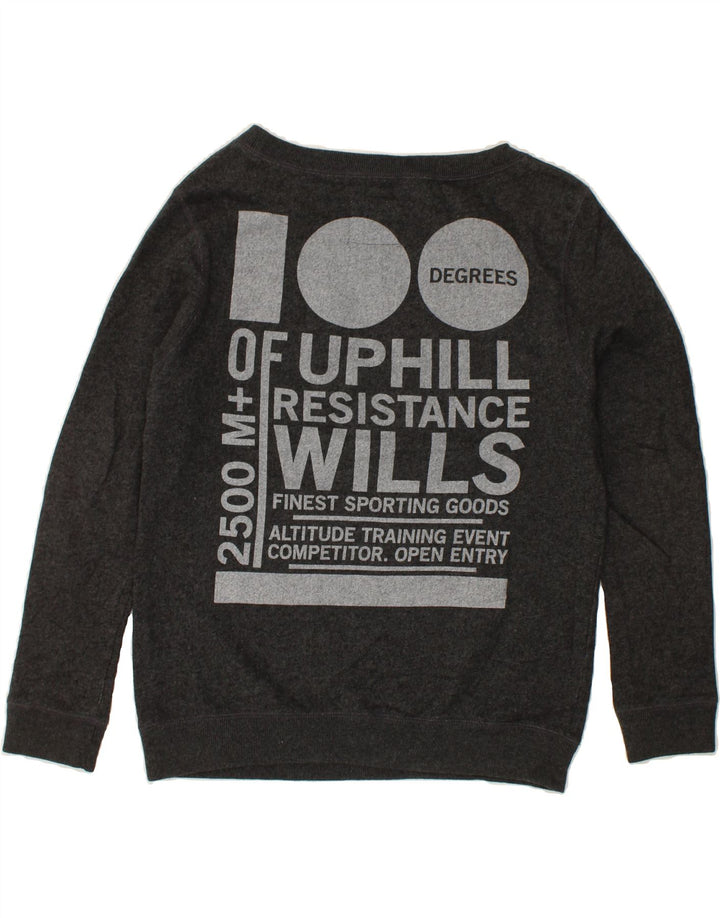 JACK WILLS Womens Graphic Sweatshirt Jumper UK 10 Small Grey Cotton Vintage Jack Wills and Second-Hand Jack Wills from Messina Hembry 