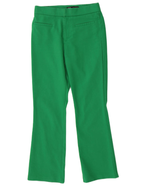 Zara Womens Straight Casual Trousers Small W26 L26 Green