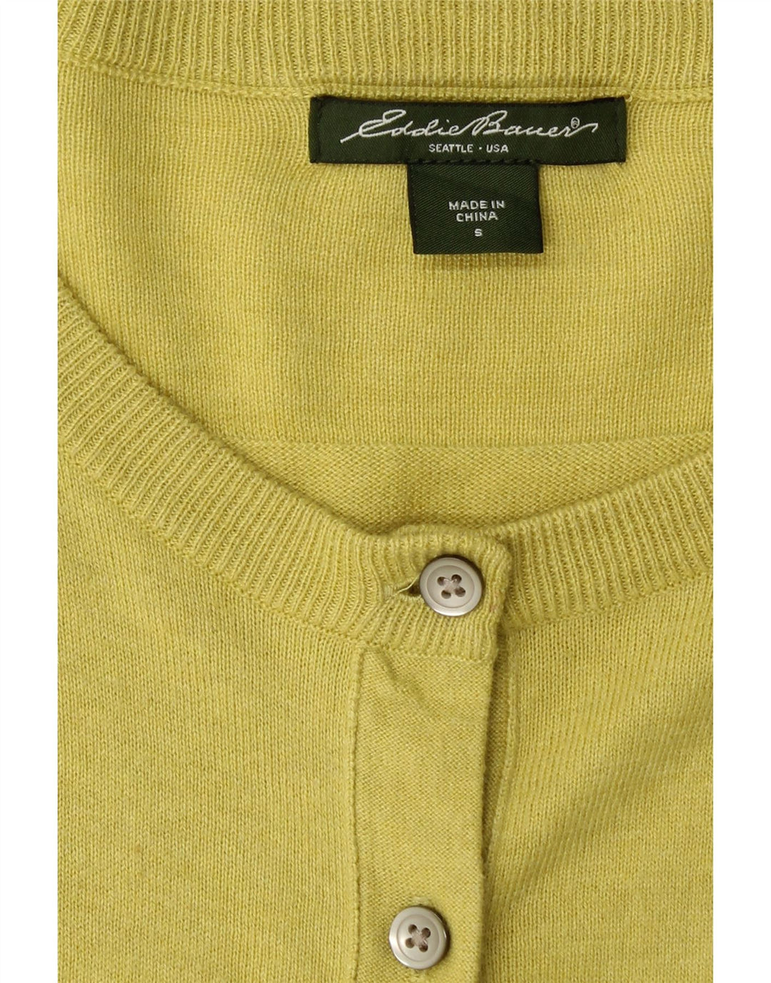 EDDIE BAUER Womens Cardigan Sweater UK 10 Small Yellow Cotton Vintage Eddie Bauer and Second-Hand Eddie Bauer from Messina Hembry 