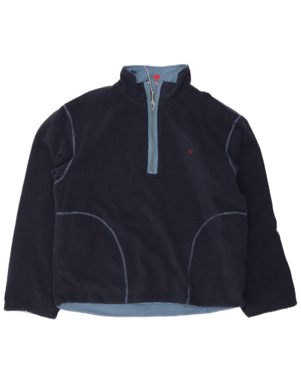 Fedt ansigt herre lynlås hals Vendbar fleece jumper medium marineblå polyester