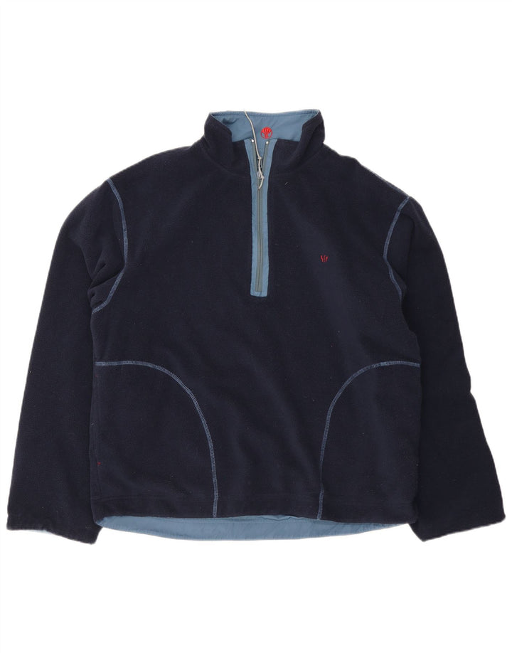 Fedt ansigt herre lynlås hals Vendbar fleece jumper medium marineblå polyester
