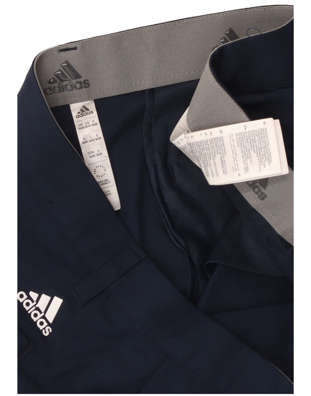 Adidas Slim Chino-bukser til mænd W34 L34 Marineblå polyester