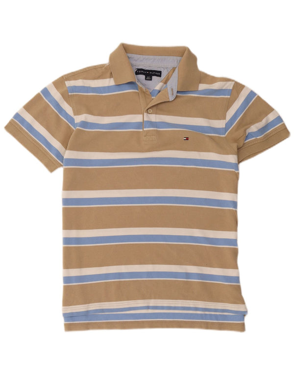 Tommy Hilfiger herre poloshirt Lille beige stribet bomuld