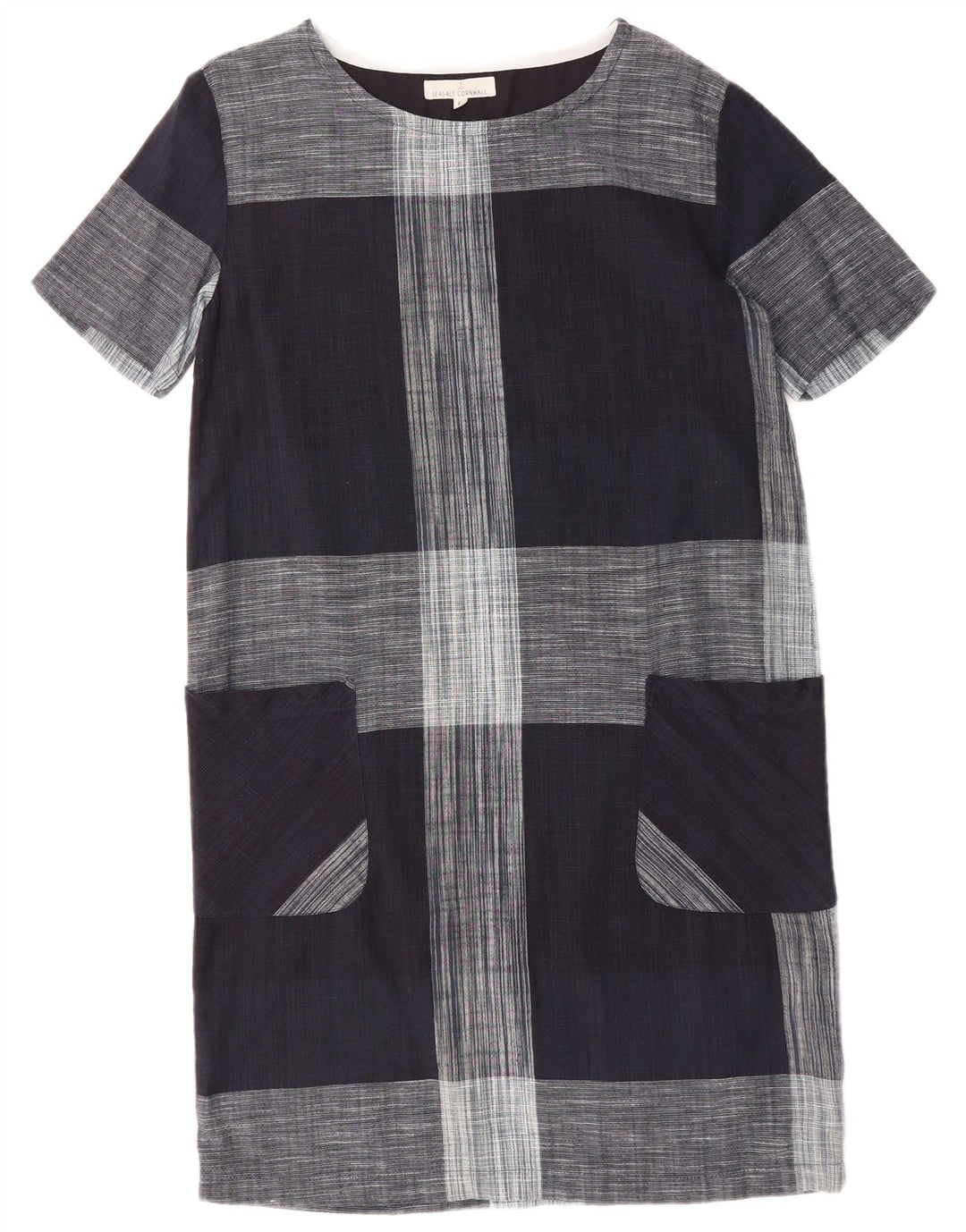 SEASALT CORNWALL Womens Tent Dress UK 8 Small Grey Check Cotton Classic