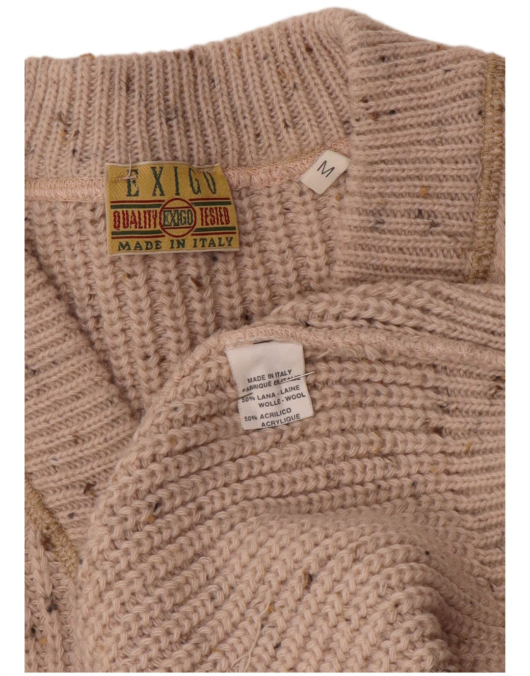 EXIGO Herre V-hals sweater Medium Beige Flecked Wool