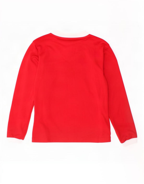 Adidas Boys Climalite Top Langærmet 7-8 År Lille Rød Colourblock