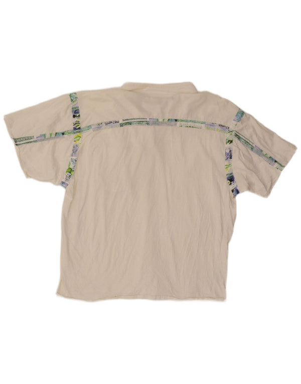 Vintage herre lynlåshals grafisk t-shirt top IT 54 XL hvid bomuld