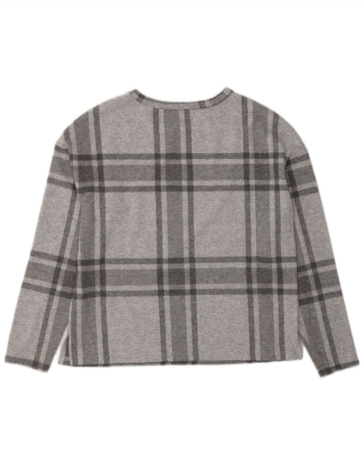 Marks & Spencer Dame Oversized Top Langærmet UK 10 Small Grey Plaid