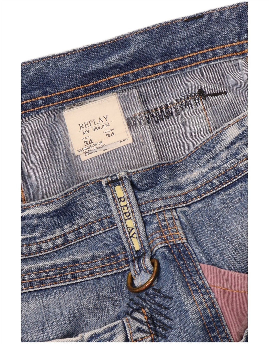 Replay Herre Straight Jeans W34 L34 Blå Bomuld