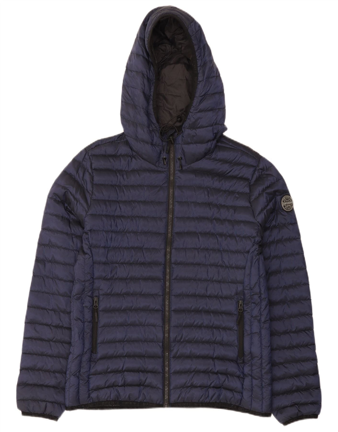 Superdry Polstret hættejakke til kvinder UK 16 Stor marineblå nylon