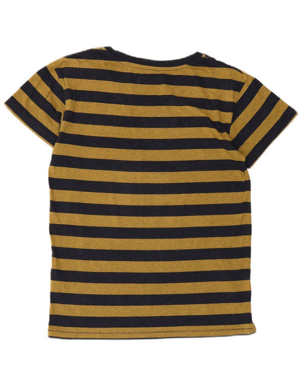 Billig mandag dame T-shirt top UK 6 XS marineblå stribet bomuld