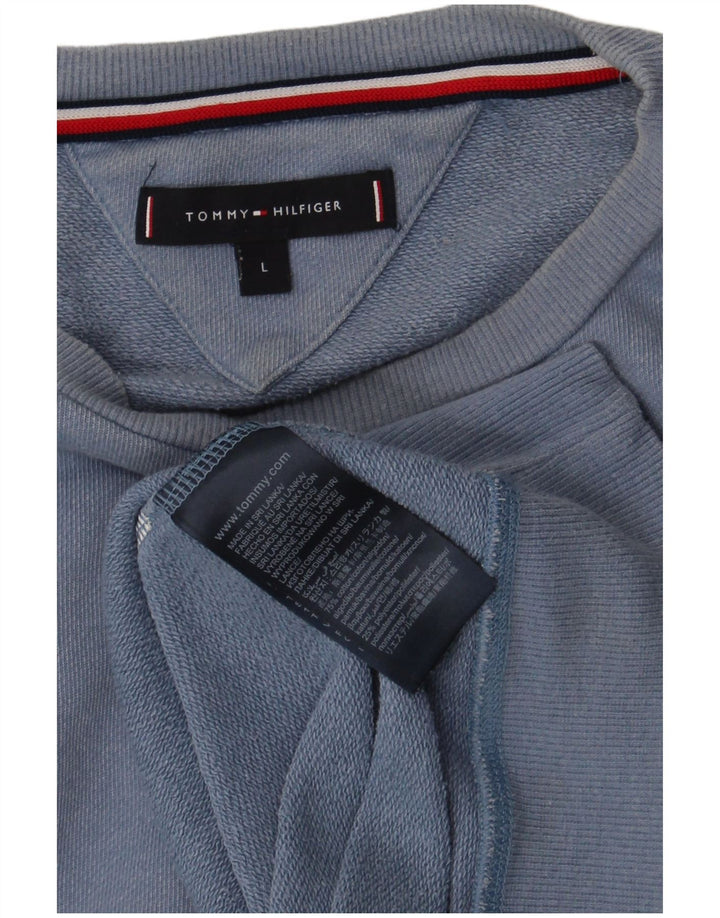 Tommy Hilfiger Herre Grafisk Sweatshirt Jumper Stor Blå Colourblock Bomuld