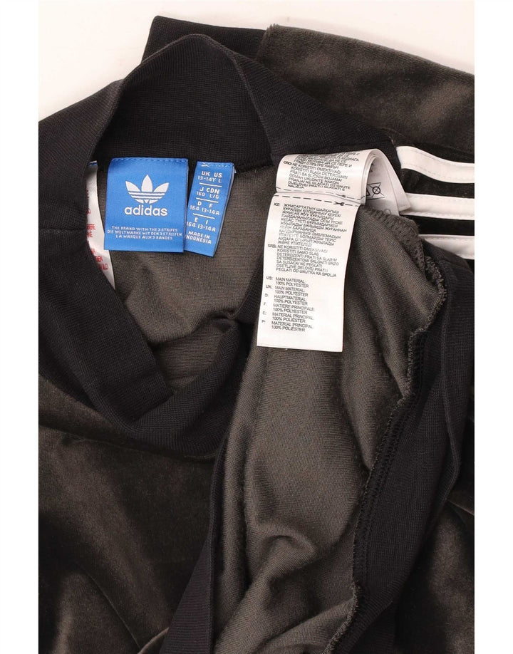 Adidas Drenge Velour Sweatshirt Jumper 13-14 År Grå Polyester