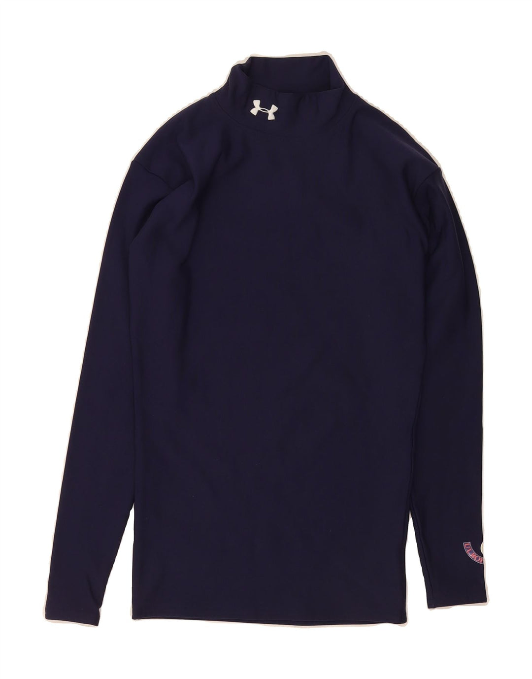 UNDER ARMOUR Womens Graphic Top Long Sleeve UK 10 Small Navy Blue Vintage Under Armour and Second-Hand Under Armour from Messina Hembry 