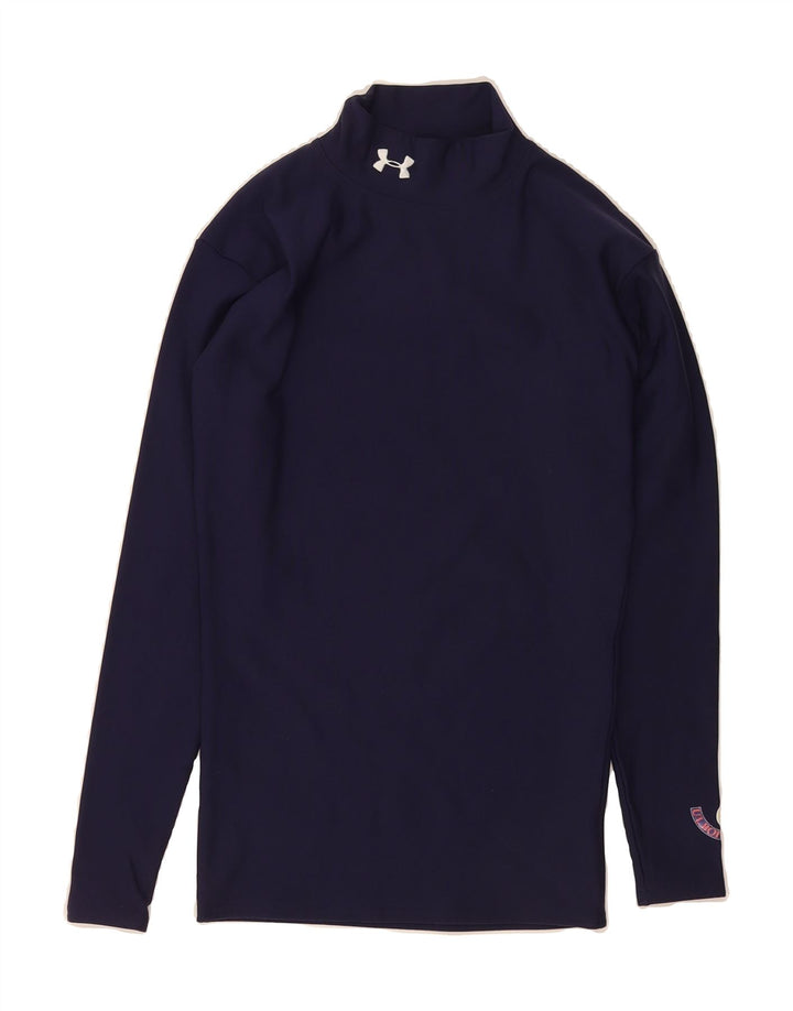 UNDER ARMOUR Womens Graphic Top Long Sleeve UK 10 Small Navy Blue Vintage Under Armour and Second-Hand Under Armour from Messina Hembry 