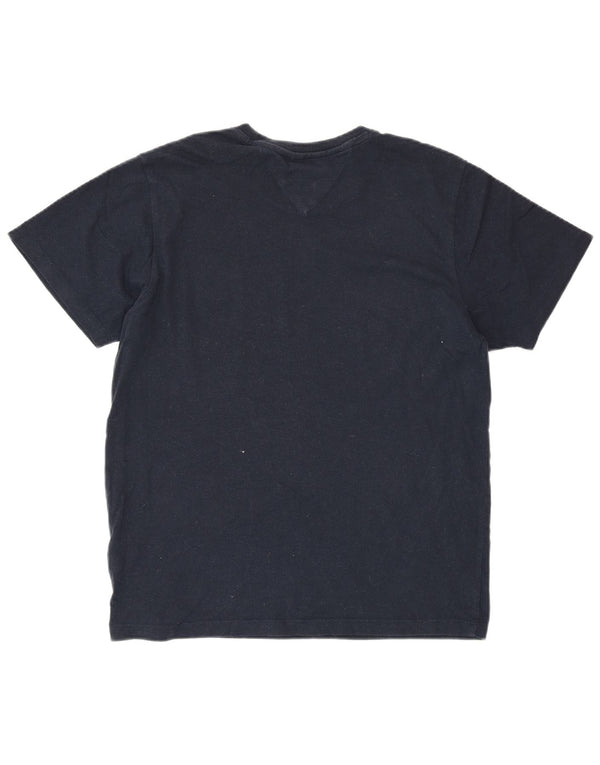 TOMMY HILFIGER Grafisk T-shirt top til kvinder UK 14 Mellem marineblå bomuld