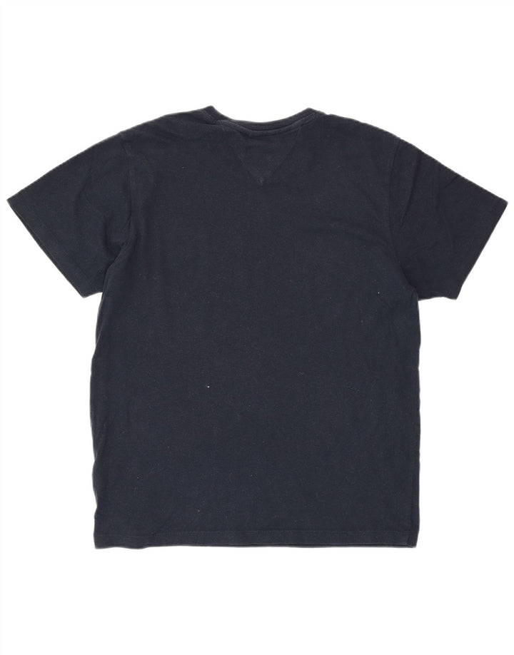 TOMMY HILFIGER Grafisk T-shirt top til kvinder UK 14 Mellem marineblå bomuld