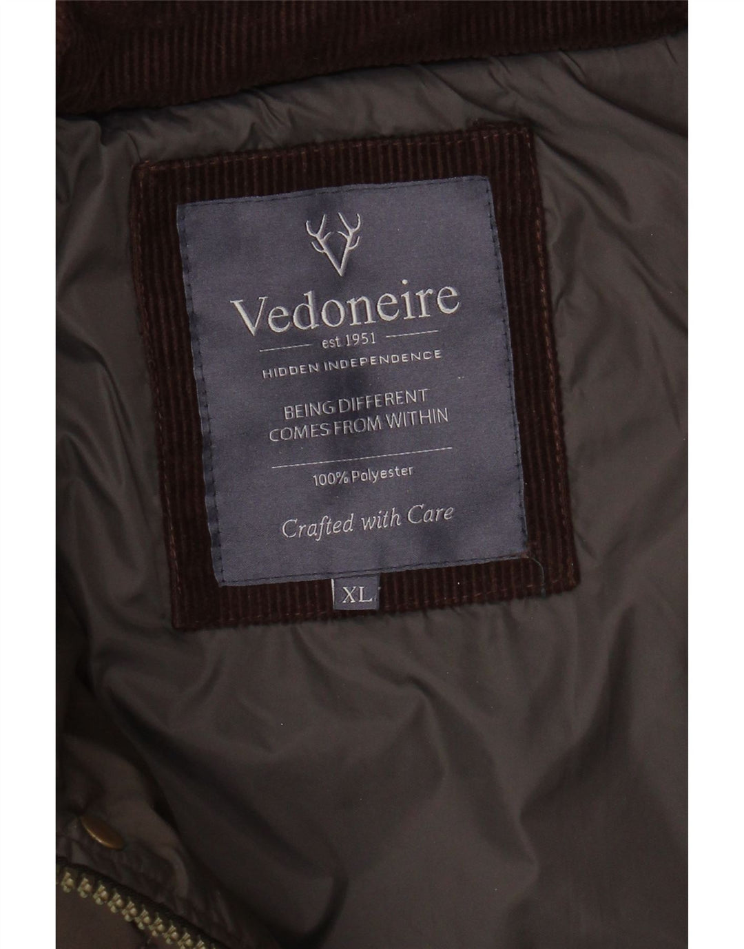 VEDONEIRE Mens Quilted Jacket UK 42 XL Brown Polyester Vintage Vedoneire and Second-Hand Vedoneire from Messina Hembry 