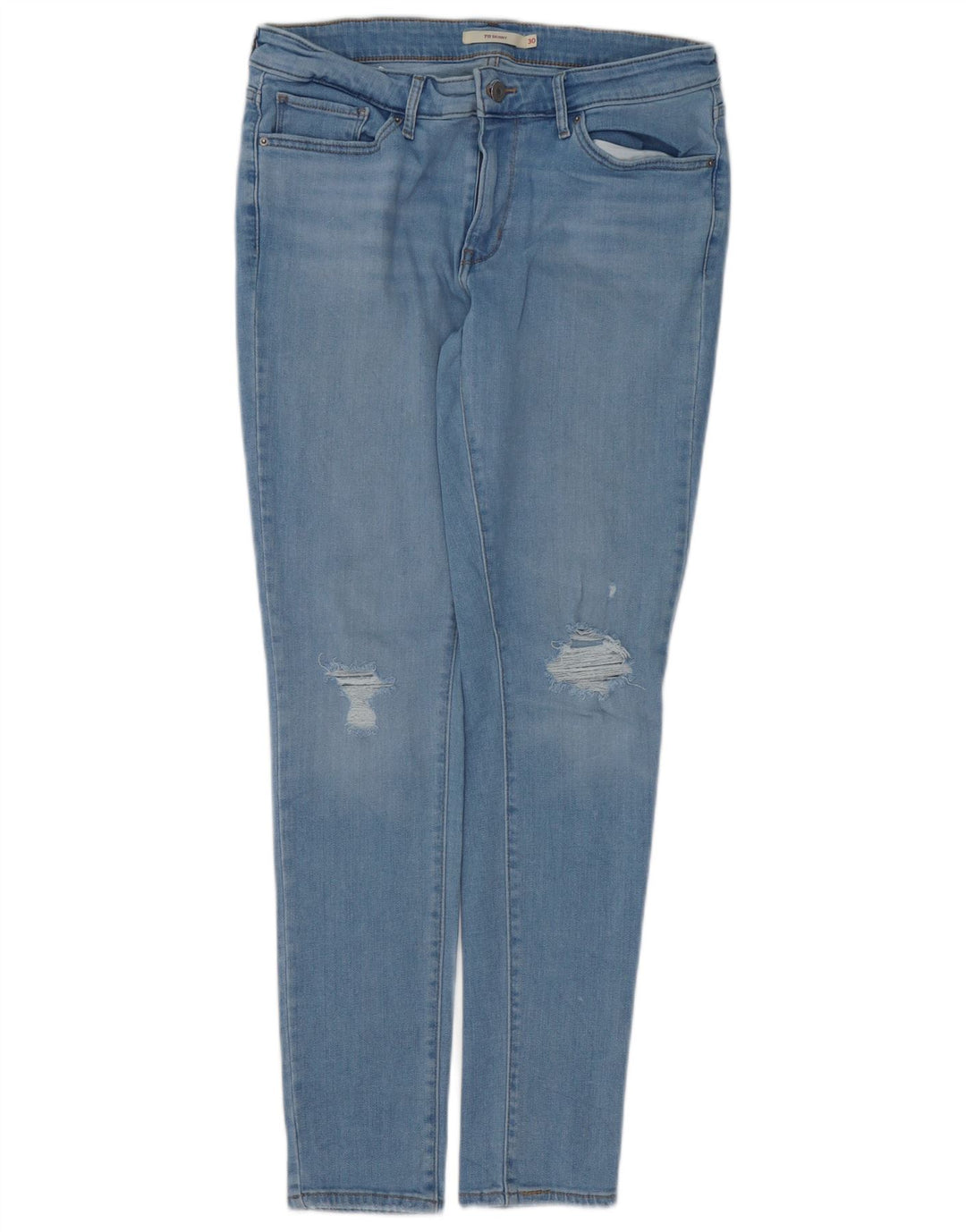 LEVI'S Dame 711 Distressed Skinny Jeans W30 L30 Blå Bomuld