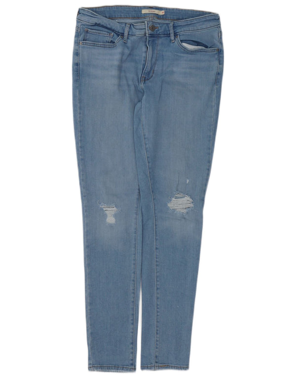 LEVI'S Dame 711 Distressed Skinny Jeans W30 L30 Blå Bomuld