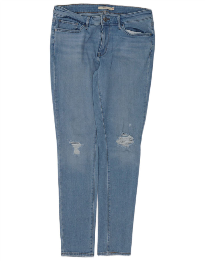 LEVI'S Dame 711 Distressed Skinny Jeans W30 L30 Blå Bomuld