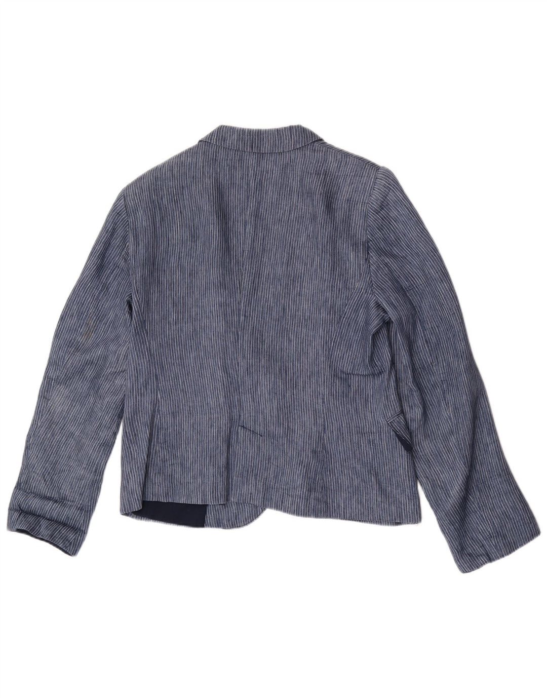 Zara Dame 1 Knap Blazer Jacket UK 18 XL Blå Nålestribet Polyester