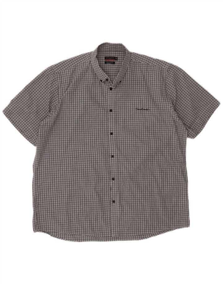 Pierre Cardin Herre kortærmet Regular Fit skjorte 3XL grå ternet polyester