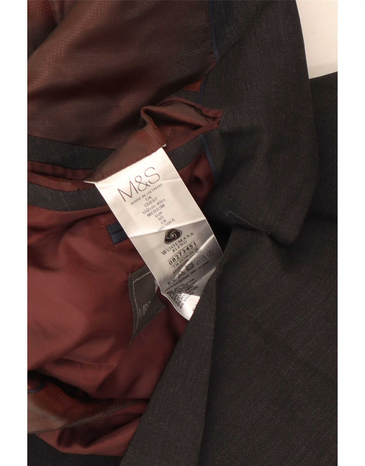 Marks & Spencer Herre 2-knaps blazerjakke UK 40 Medium Grey Uld