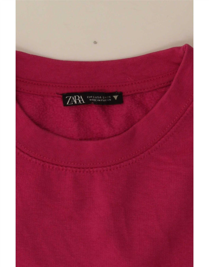 Zara Womens Crop Oversized Sweatshirt Jumper UK 10 Small Pink