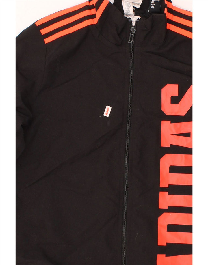 ADIDAS Boys Graphic Tracksuit Top Jacket 11-12 Years Black Polyester Vintage Adidas and Second-Hand Adidas from Messina Hembry 