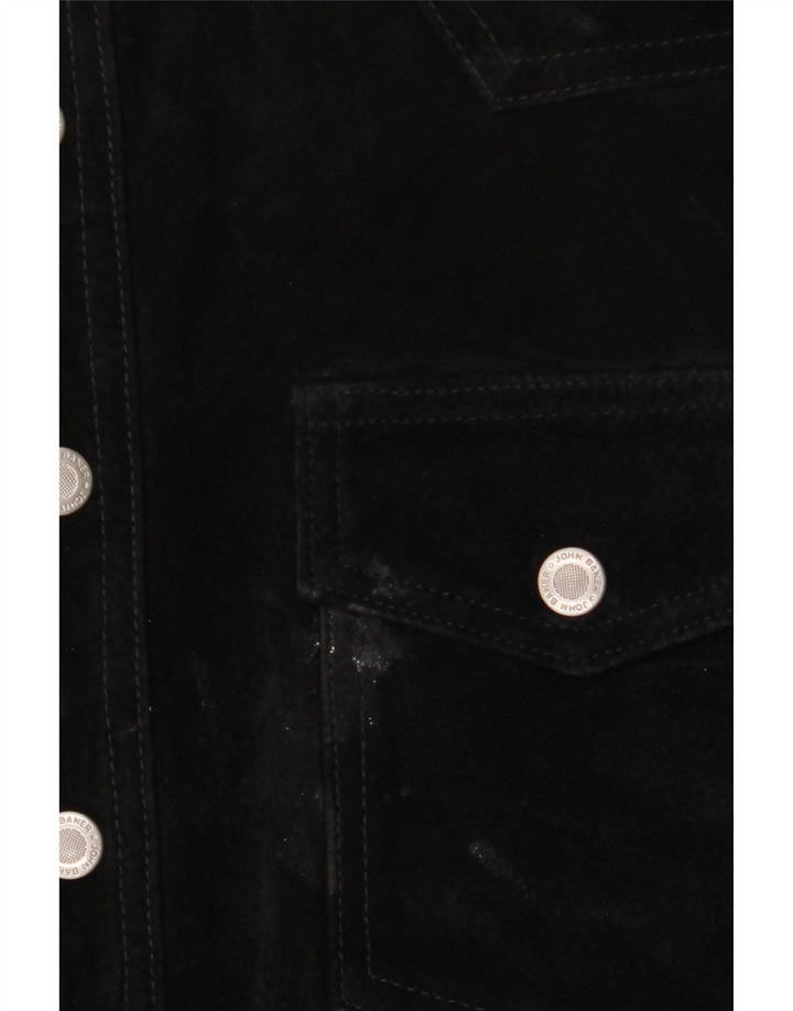 JOHN BANER Mens Suede Jacket UK 38 Medium Black Leather Vintage John Baner and Second-Hand John Baner from Messina Hembry 